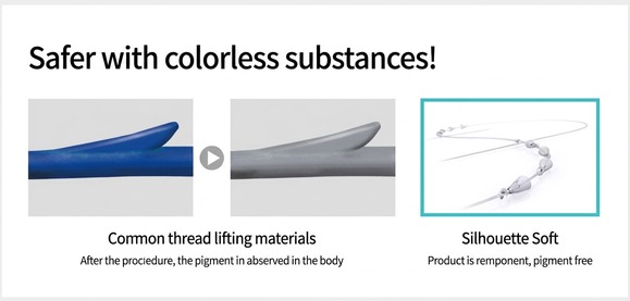 Pigment-free comparison — common thread absorbs pigment vs transparent Silhouette Soft