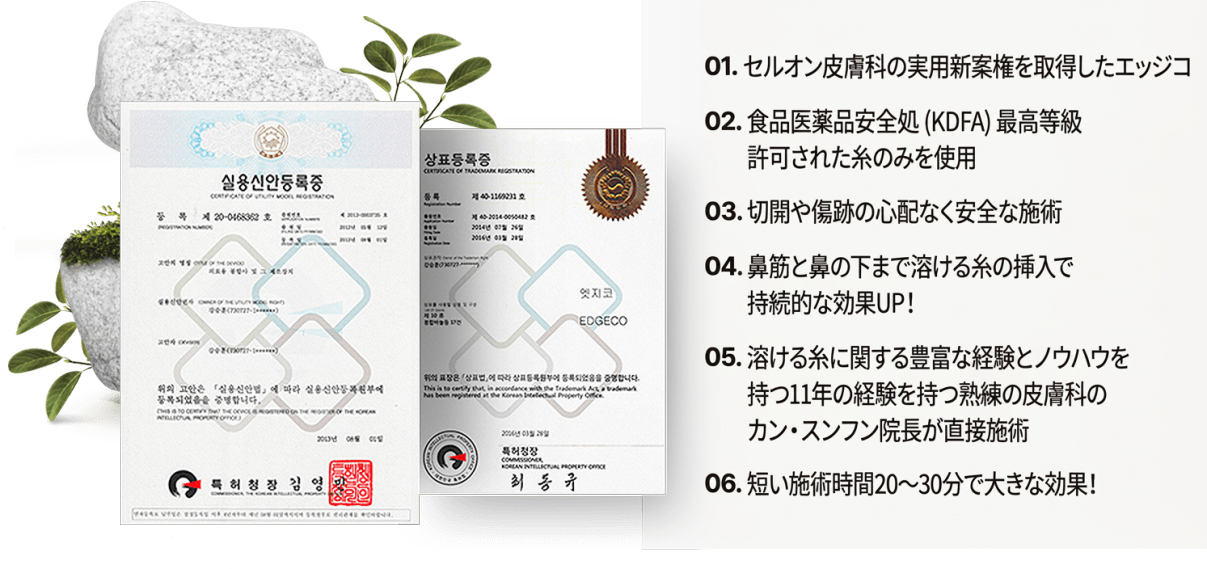 エッジコ — KFDA認可機器・吸収糸・カン院長施術・20~30分