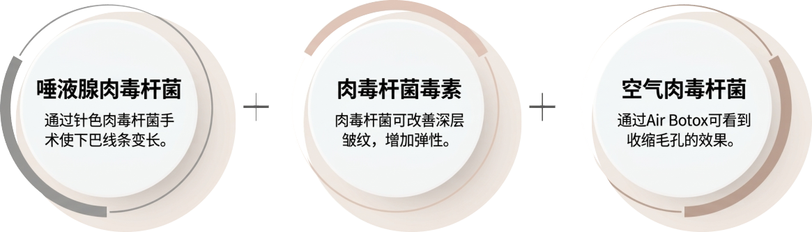 肉毒类型 — 唾液腺(瘦下颌)、皮肤(皱纹与弹性)、空气(缩小毛孔)