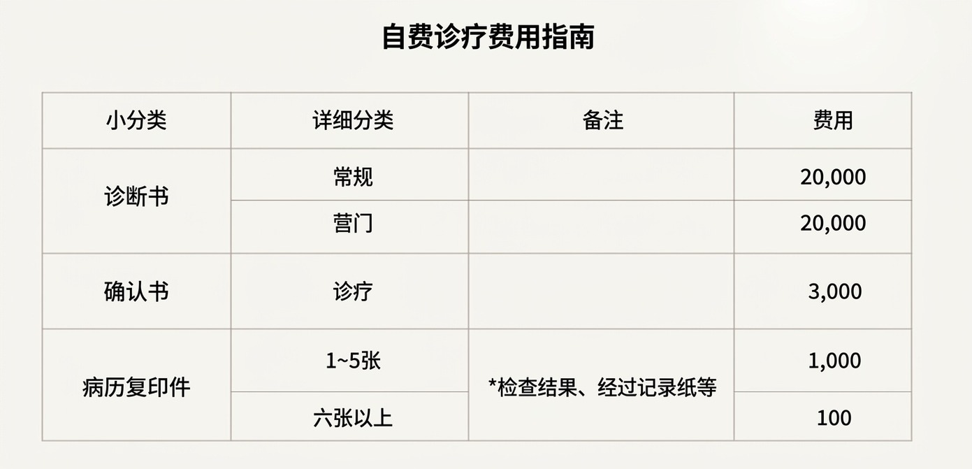 非医保诊疗费用一览